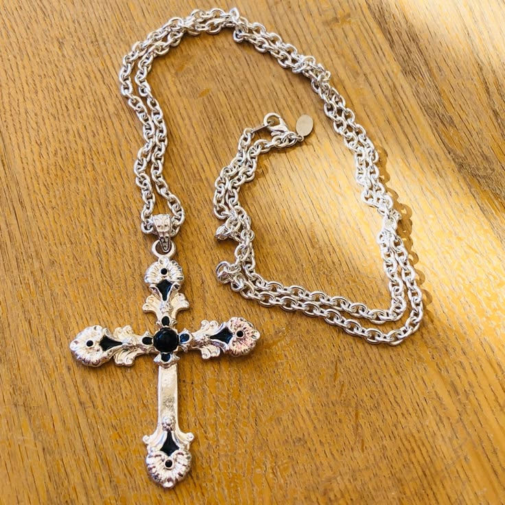 Worthington Silver-Tone 3" Cross Pendant Necklace